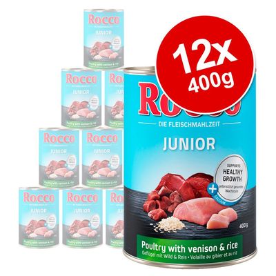 Rocco Junior Saver Pack 12 x 400g Turkey with Veal Hearts & Rice