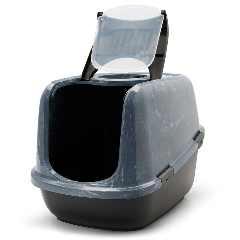 Savic Nestor Jumbo Marble Cat Litter Tray Anthracite white marble / black