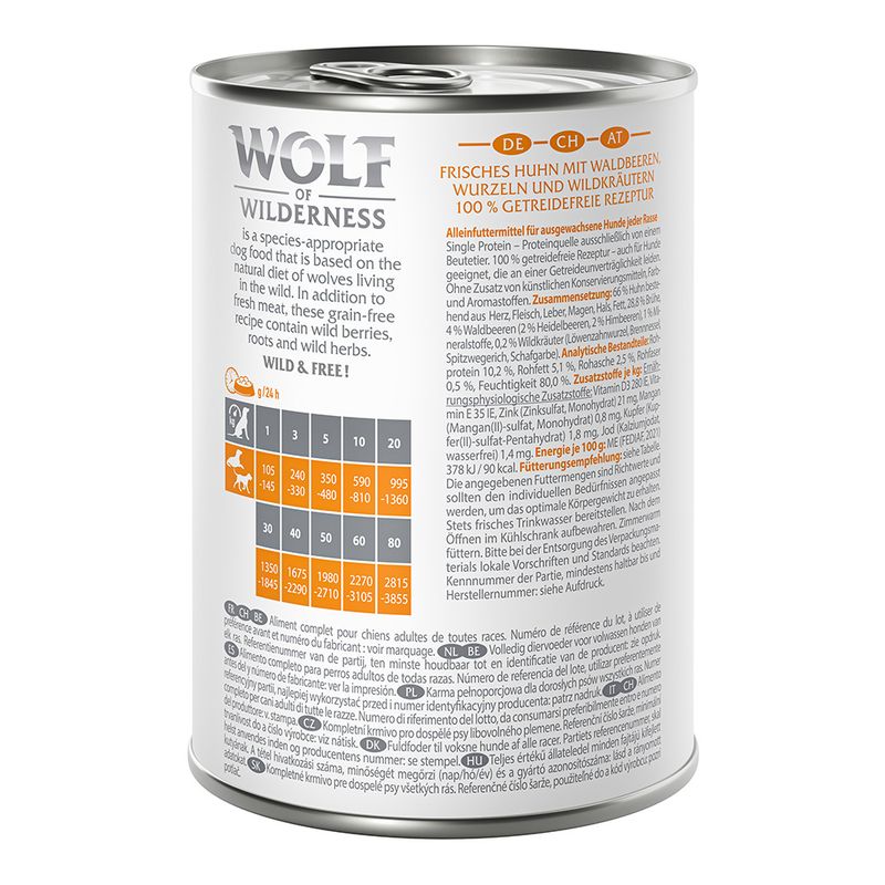Wolf of Wilderness Adult Single Protein 6 x 400g Mixed Pack 1 (3 Varieties)