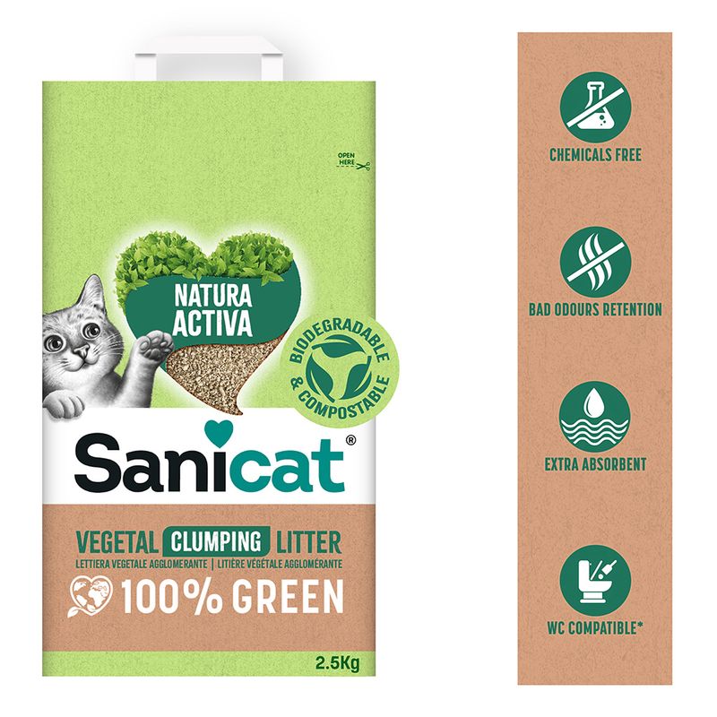 Sanicat Natura Activa 100% Green Clumping Cat Litter 2.5kg