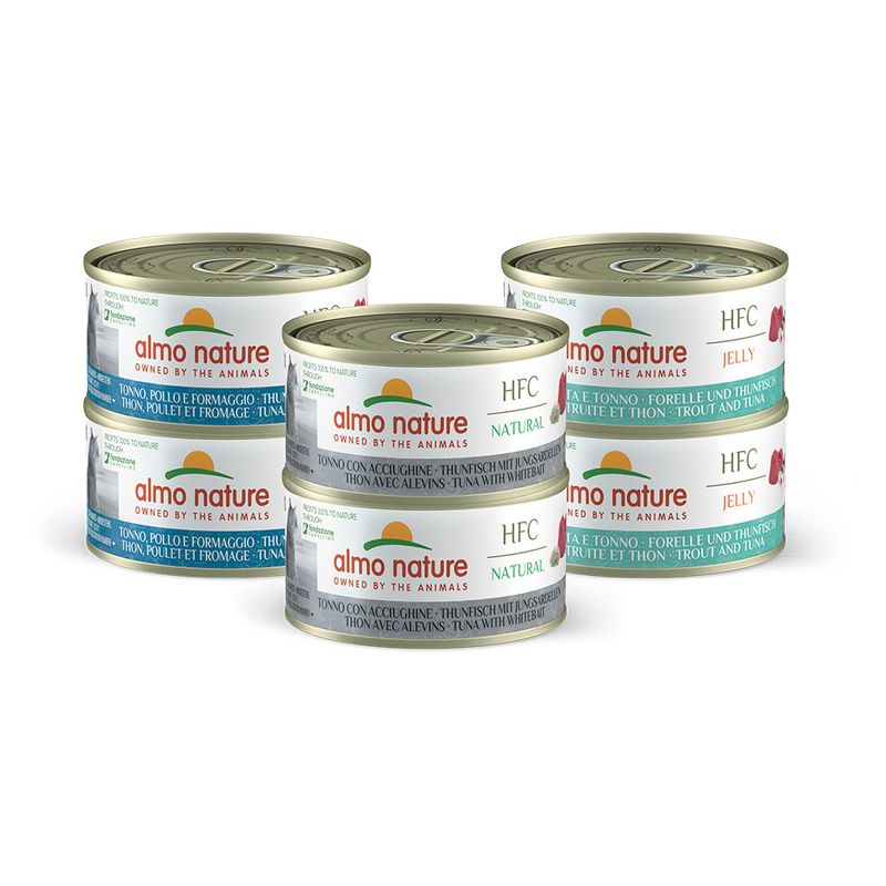 6 x 70g Almo Nature HFC Natural Wet Cat Food - 5 + 1 Free! * Chicken Mixed Pack (3 Varieties) (6 x 70g)