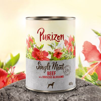 1 x 400g Purizon Single Meat Beef Wet Dog Food - Try Now!* Beef with Hibiscus Blossoms (400g)