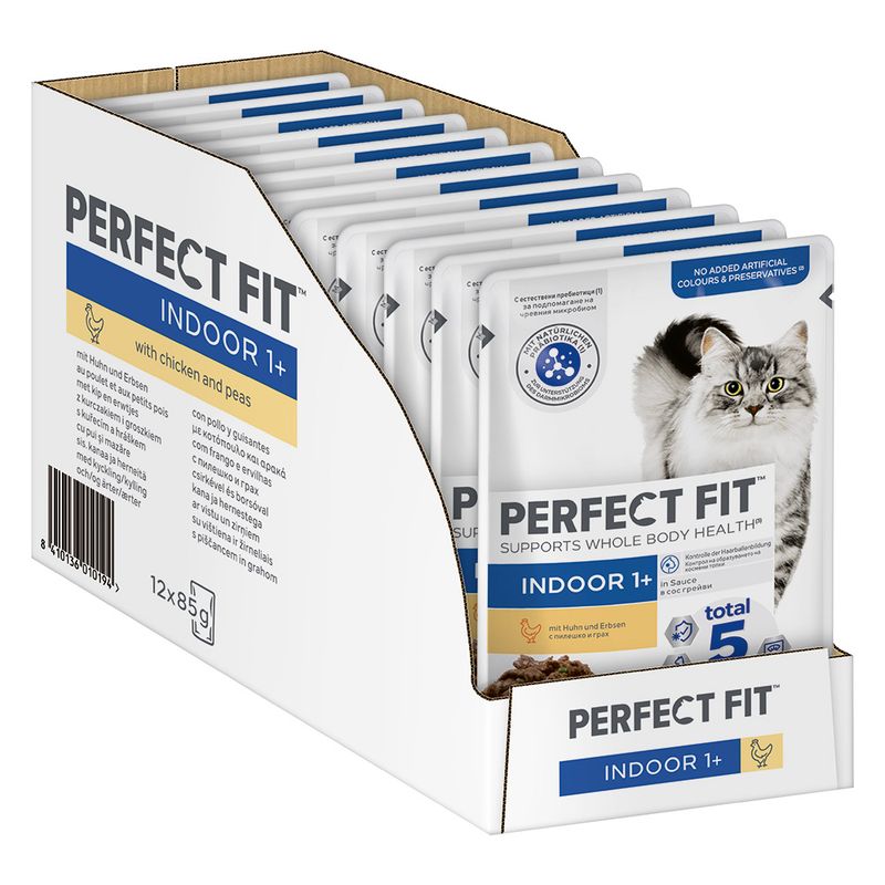 Perfect Fit Indoor 1+ Pouches Chicken & Peas (12 x 85g)