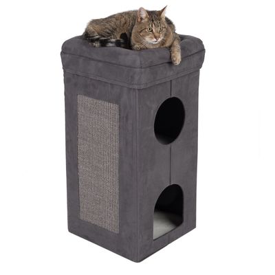 Soft'n Scratchy Collapsible Cat Tower Charcoal / White
