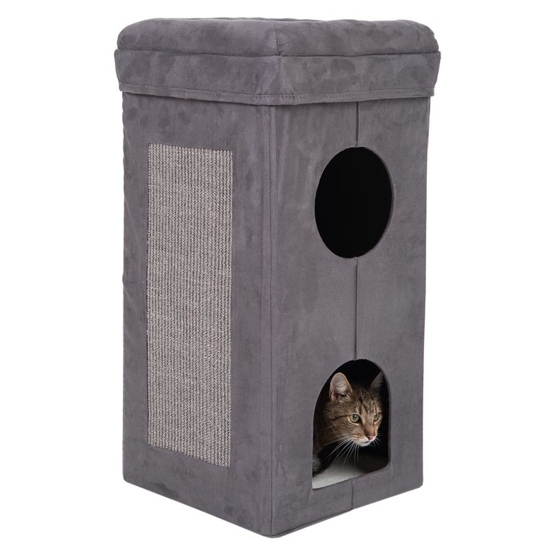 Soft'n Scratchy Collapsible Cat Tower Charcoal / White
