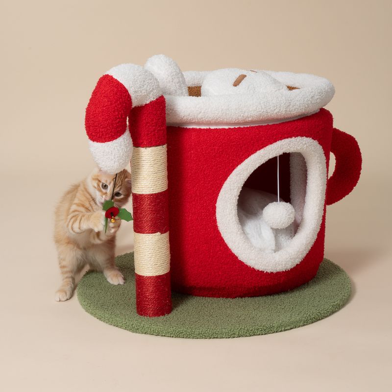 TIAKI Hot Chocolate & Candy Cane Scratching Post Red/Green/White