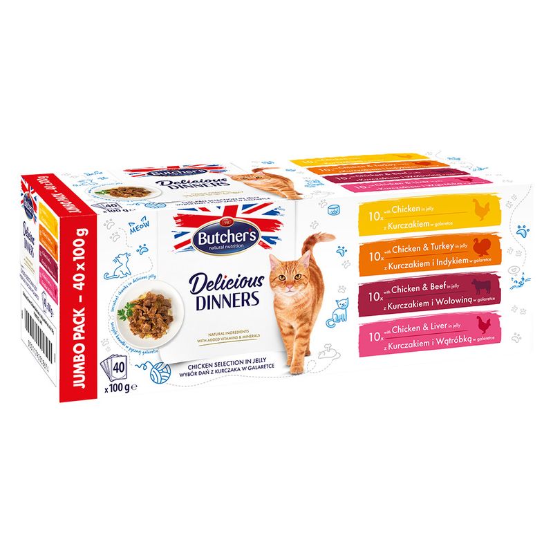 Butcher's Delicious Dinners Mega Pack 40 x 100g Chicken Selection in Jelly
