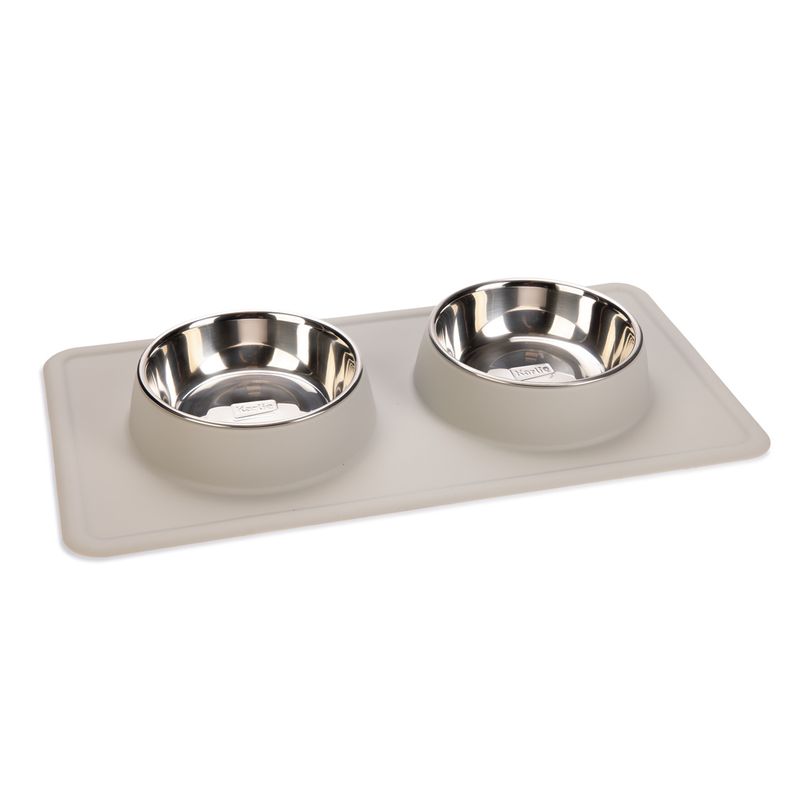 Karlie Stainless Steel Silicone Dex Diner Set Dog Bowl 2 x 350ml, 14cm diameter Black