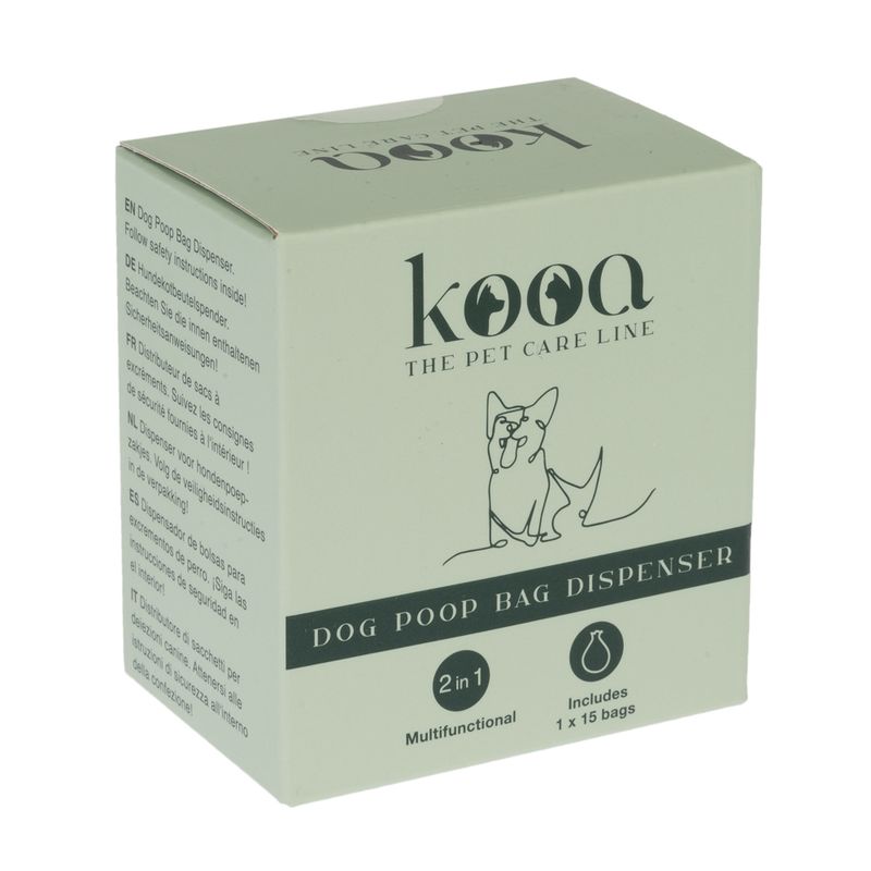 kooa Dog Poop Bag Dispenser 1 Dispenser (incl. 1 Roll of Poop Bags)