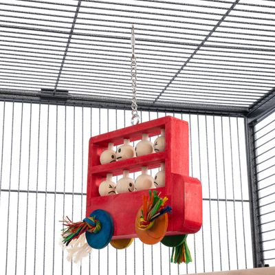 TIAKI Double Decker Bus Wooden Bird Toy 13 x 11.5 x 3cm (L x W x H)