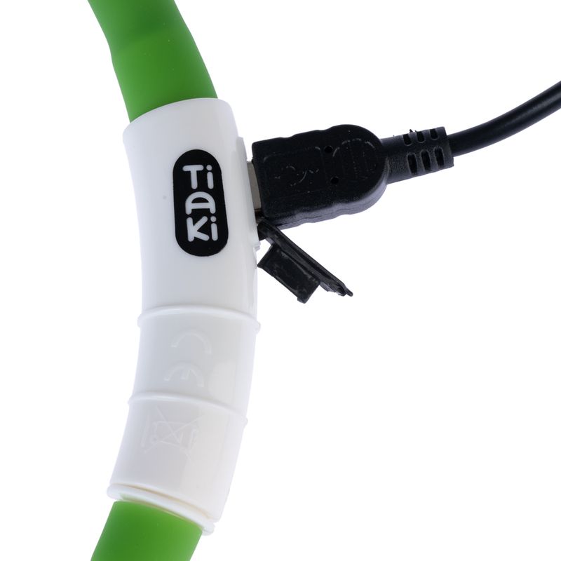 TIAKI Spark USB LED Silicone Collar Green