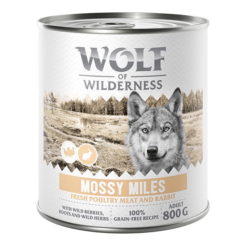 Wolf of Wilderness Adult 6 x 800g - With lots of fresh poultry Mixed Pack: 2x Stony Creek, 2x Sandy Path, 2x Steep Journey