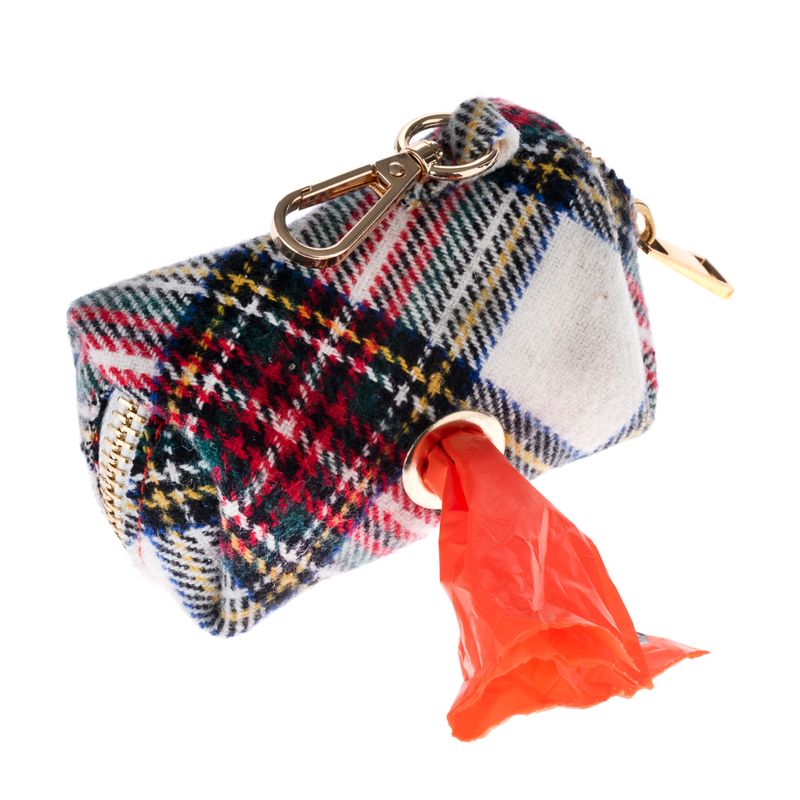 Nomad Tales Tartan Collar, Lead, Poop Bag Dispenser & Scrunchie Set Collar Size L: 42 - 66 cm Neck Circumference