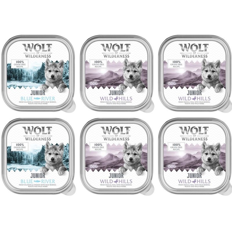 Wolf of Wilderness Junior Duo Protein Recipe Trays Blue River - Chicken & Salmon (6 x 150g)