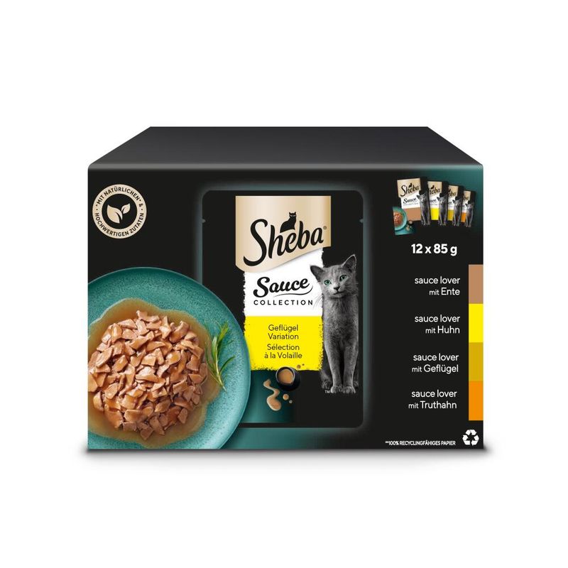 Sheba Pouches Fine Flakes 12 x 85g Poultry Collection in Jelly