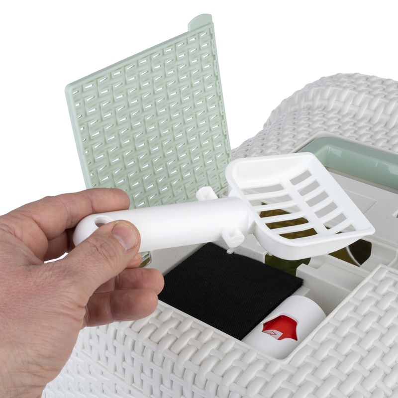 kooa Hooded Litter Draw with Litter Drawer White / Mint