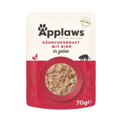 Applaws Pouches Cat Food in Jelly Mega Pack 32 x 70g Chicken with Beef