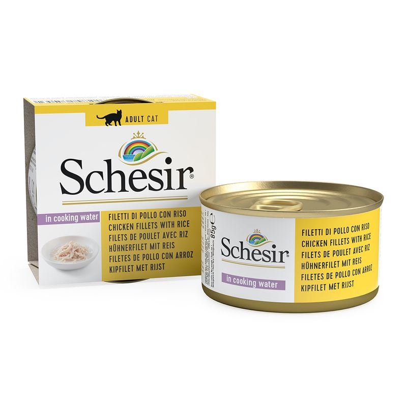 Schesir Natural with Rice 6 x 85g Tuna, Beef Fillet & Rice