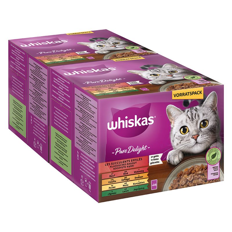 Whiskas Pure Delight Pouches 48 x 85g Mixed Stew in Jelly