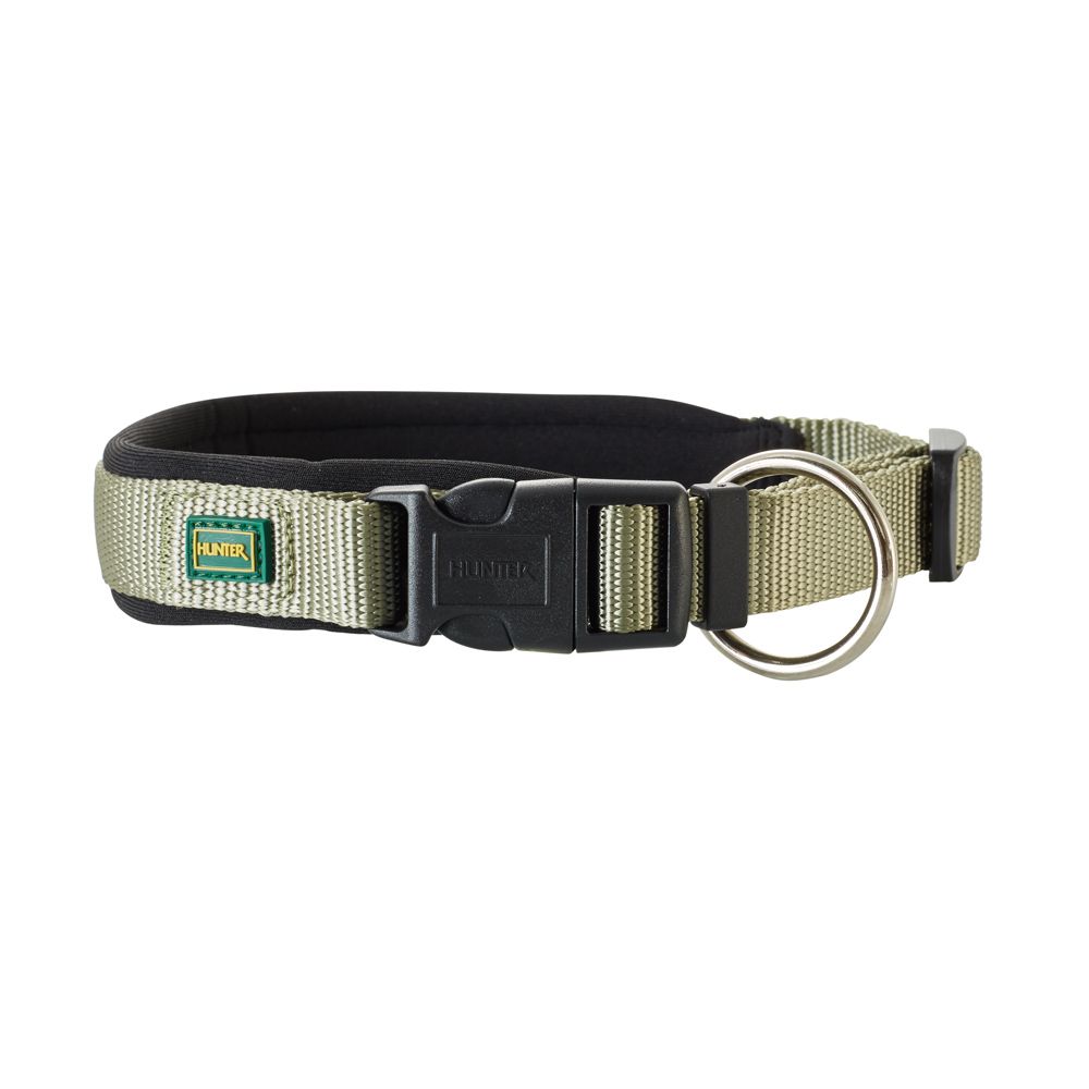 HUNTER Neoprene Collar Vario Plus - Olive/Black Size S: 30-35cm Neck Circumference, 15mm Wide