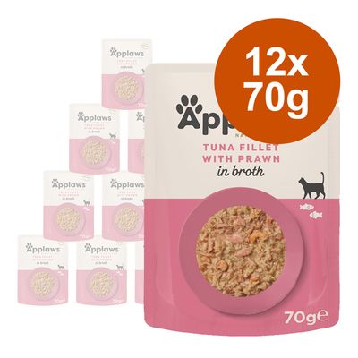 Applaws Cat Food Pouches in Broth Tuna & Pacific Prawns (12 x 70g)