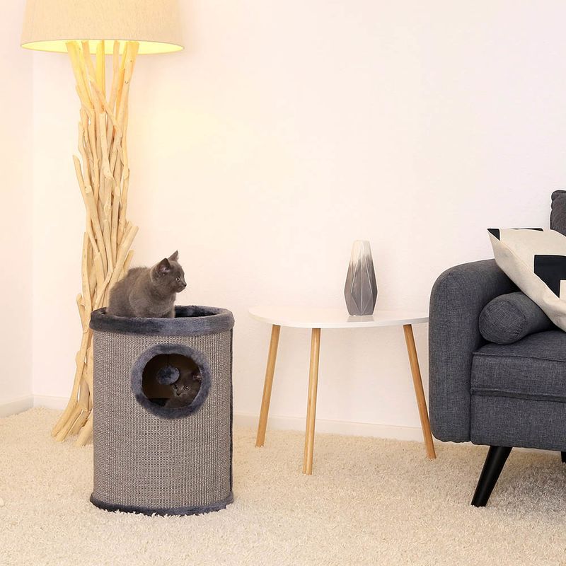 Lionto Scratching Barrel with Sisal - Grey 50 x 36 x 36cm (H x L x W)