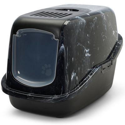 Savic Nestor Marble Cat Litter Box marble white-grey / black