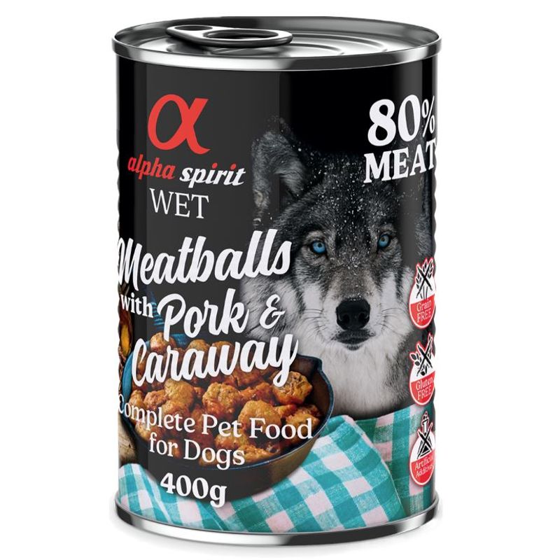 alpha spirit Dog Meatballs 6 x 400g Red Deer & Rosemary