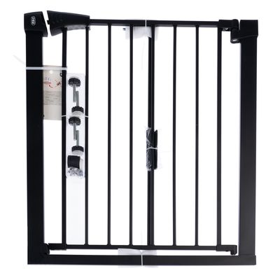 TIAKI Black Dog Gate with 7 cm Extension Height 76 cm, width 75 to 82 cm