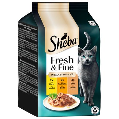 Sheba Fresh Choice Mini Pouches 6 x 50g Chicken, Turkey & Duck in Gravy