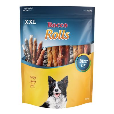 Rocco Rolls Chew Sticks - XXL Pack Mix: with Chicken Fillet, Duck Fillet and Fish (1kg)
