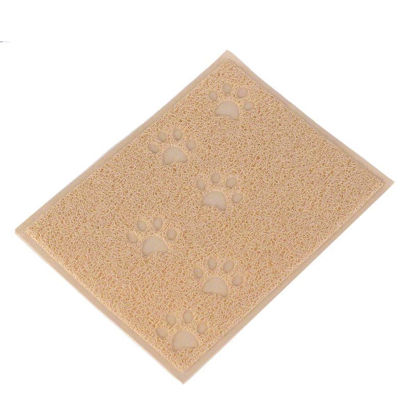 Paw Print Litter Tray Mat Beige