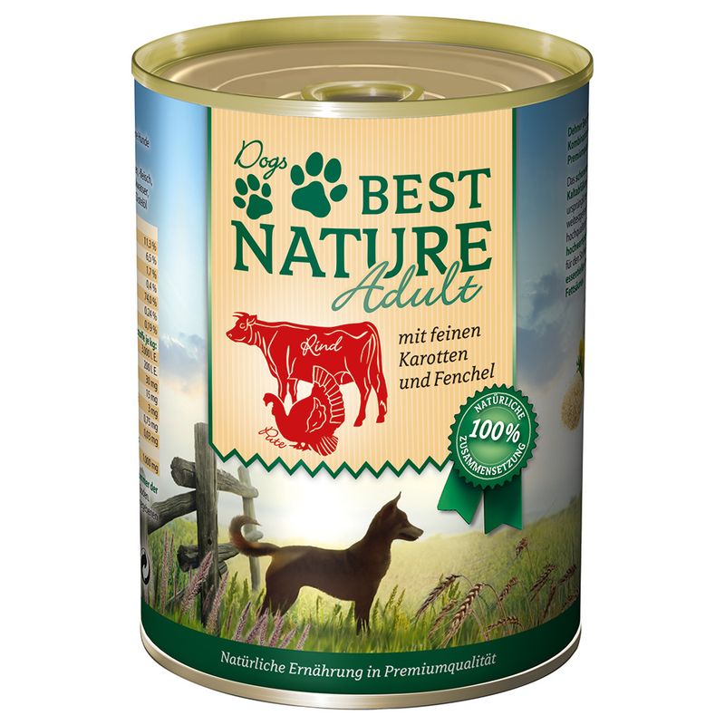 Best Nature Dog Adult Saver Pack 12 x 400g Beef, Rice & Safflower Oil