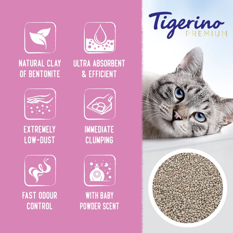 Tigerino Premium Cat Litter Trial Pack Baby Powder Scent (6kg)