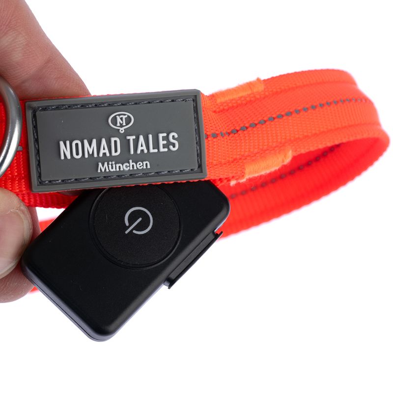 Nomad Tales Spirit USB LED Nylon Collar - Orange Size S: Neck circumference 34-41cm