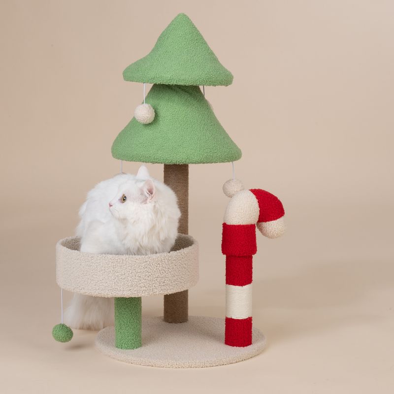 TIAKI Candy Cane Scratching Tree White/Red/Green