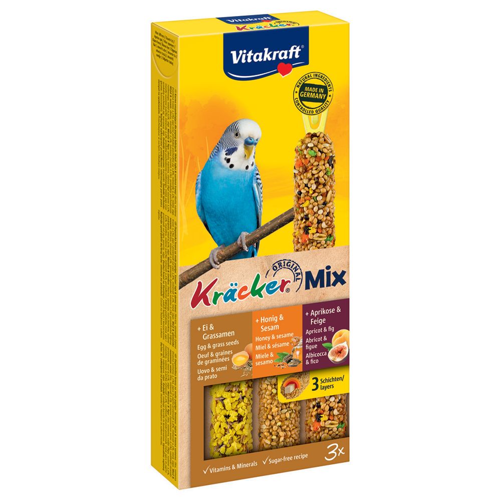 Vitakraft Budgies Crackers Trio-Mix 3 Sticks: Sesame Seeds/Herbs/Kiwi