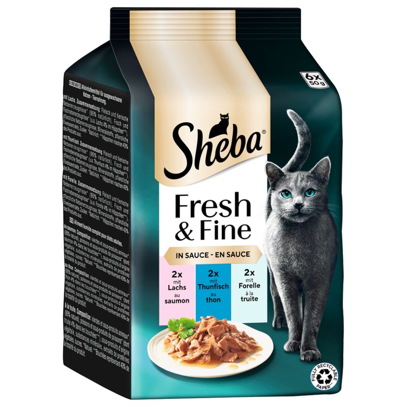 Sheba Fresh Choice Mini Pouches 6 x 50g Chicken, Turkey & Duck in Gravy