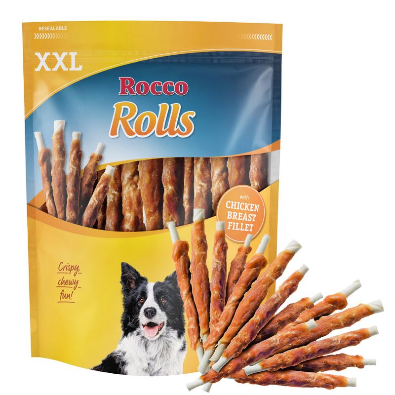 Rocco Rolls Chew Sticks - XXL Pack Mix: with Chicken Fillet, Duck Fillet and Fish (1kg)