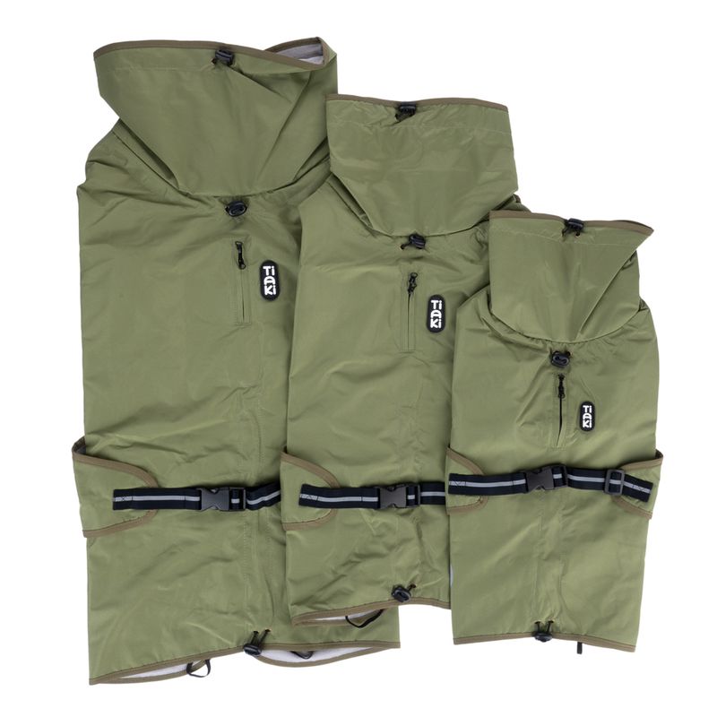TIAKI Dog Raincoat - Olive approx. 40cm (Back Length)