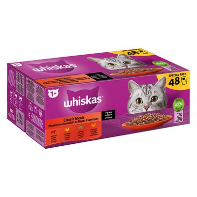 Whiskas 1+ Adult Pouches Saver Pack 48 x 85g Poultry Feasts in Jelly