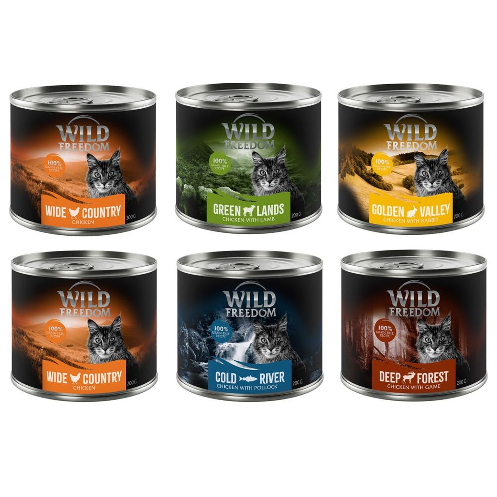 Wild Freedom Adult Mixed Trial Pack 6 x 200g Mixed Pack I (Chicken, Pollock, Lamb, Rabbit, Game)