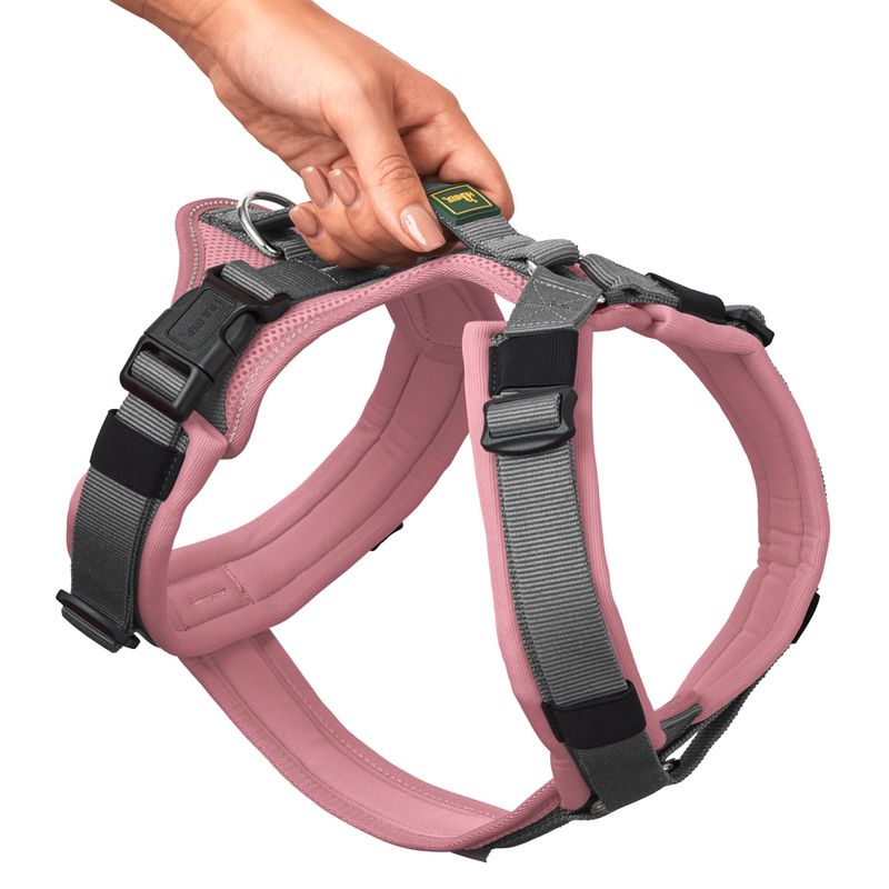 HUNTER Maldon Harness - Dusky Pink/Grey Size M: 53 - 71cm chest circumference, belt width 25mm