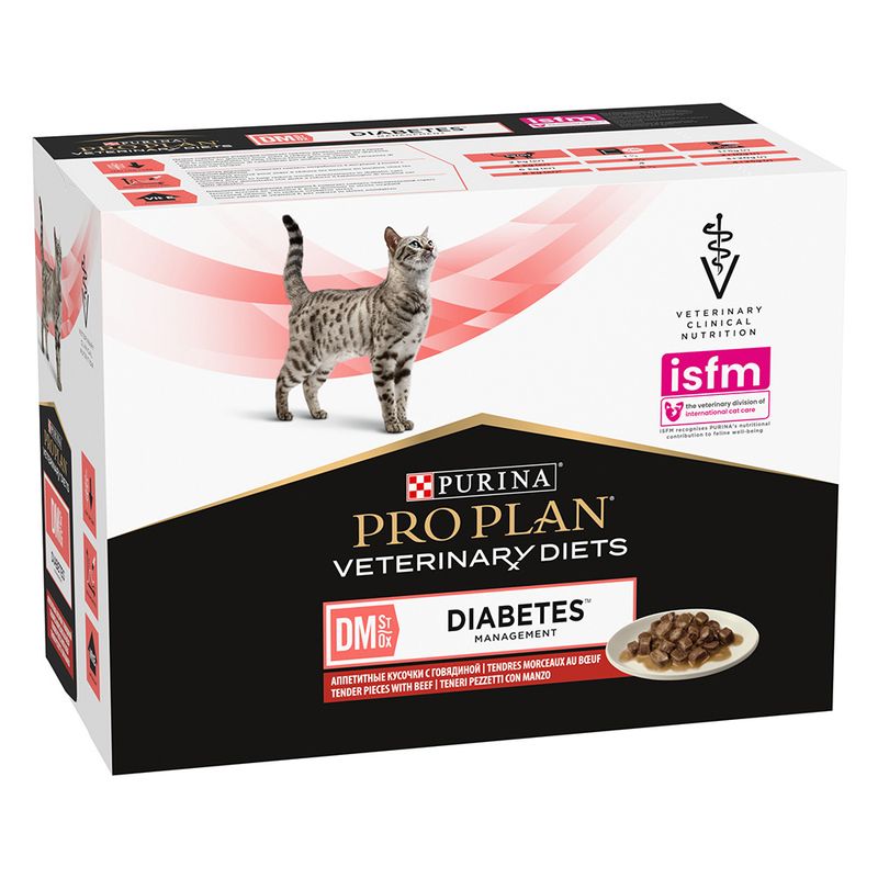 PURINA PRO PLAN Veterinary Diets Feline DM ST/OX Diabetes Management - Beef Beef (10 x 85g)