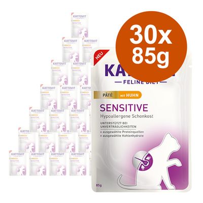 Kattovit Sensitive Paté Saver Pack 30 x 85g with Chicken