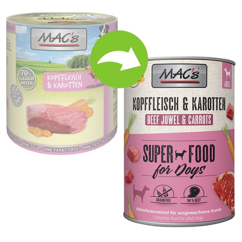 Saver Pack MAC's Adult 12 x 800 g Head meat & carrots