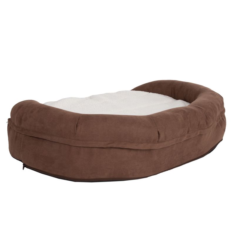 Oval Memory Foam Dog Bed - Brown 100 x 65 x 24 cm (L x W x H)