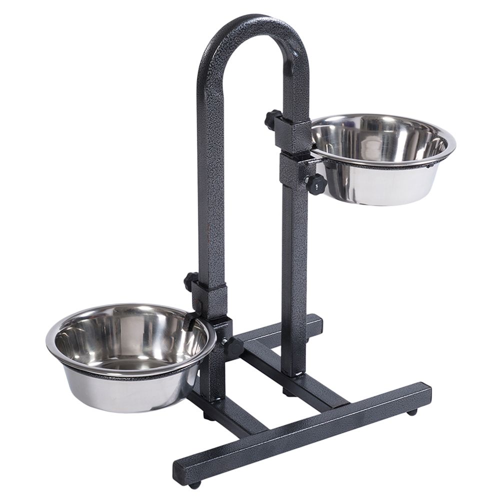 U-Shaped Dog Bowl Stand with Stainless Steel Bowls 2 x 1.6 litre