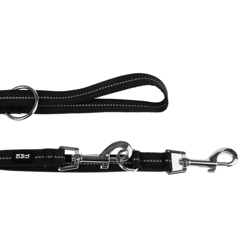 TIAKI Reflective Rubber Dog Leash, black 200 cm long, 20 mm wide