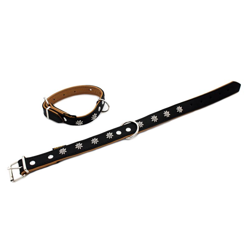Home Collar Edelweiss, black/nature 24 - 29 cm neck circumference, W 16 mm
